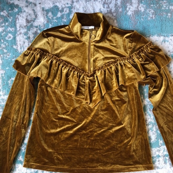 REPOSH Gestuz gold velvet locklyn pullover - Picture 5 of 6